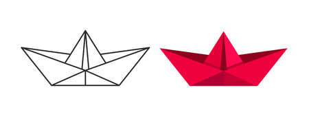 paper boat. Folded paper boat icons in Flat design. vector illustrationのイラスト素材