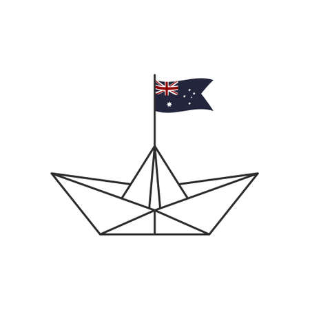 paper boat icon. A boat with an Australian flag. vector illustrationのイラスト素材