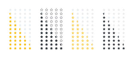 Star icons set. Rating stars icon. Product rating or customer review with gold stars and half star. Vector imagesのイラスト素材