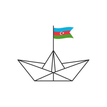 paper boat icon. A boat with the flag of Azerbaijan. vector illustrationのイラスト素材
