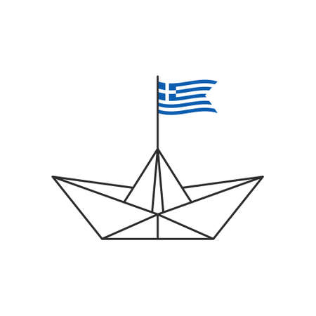 paper boat icon. A boat with the flag of Greece. vector illustrationのイラスト素材