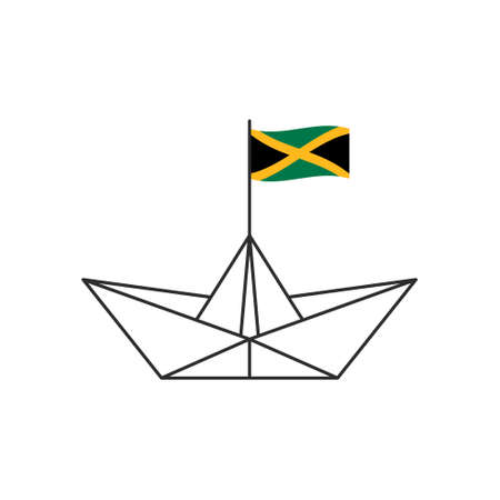 paper boat icon. A boat with the flag of Jamaica. vector illustrationのイラスト素材