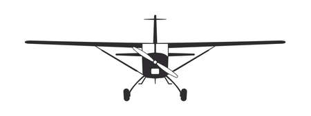 plane. Tourist propeller plane. Airplane silhouette front view. vector imageのイラスト素材