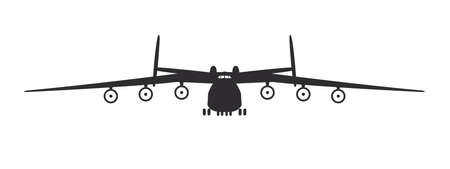 plane. The biggest cargo plane. Airplane silhouette front view. vector imageのイラスト素材