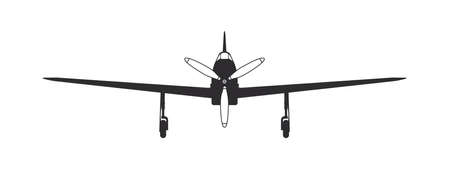 plane. A sports propeller airplane. Airplane silhouette front view. vector imageのイラスト素材