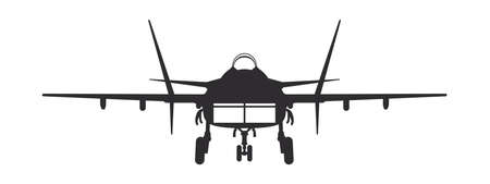 plane. military jet. jet plane. Airplane silhouette front view. vector imageのイラスト素材