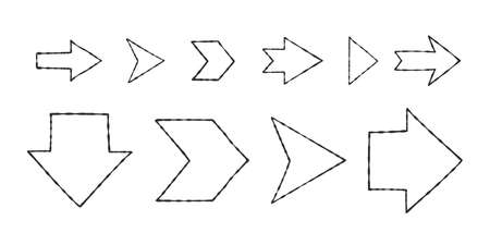 hand drawn arrows. Sketch arrows drawn by hand. vector iconsのイラスト素材