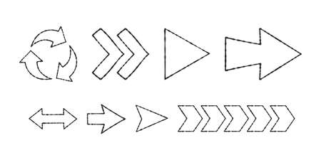 Arrow icons set. Sketch arrows drawn by hand. vector iconsのイラスト素材