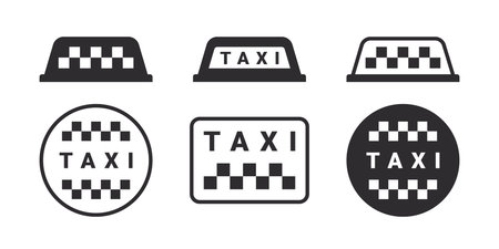 Taxi service icons. Taxi service banner elements. Round the clock taxi service. vector iconsのイラスト素材