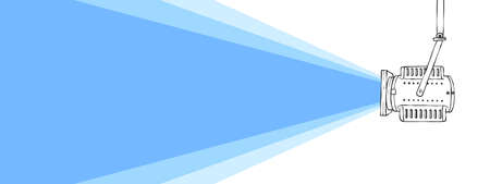 search light. Spotlight drawn by hand with a beam of light. vector illustrationのイラスト素材