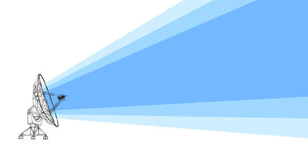 Light from a satellite dish. Satellite dish drawn by hand with a beam of light. vector illustrationのイラスト素材