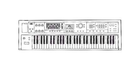 Synthesizer. hand-drawn synthesizer. professional synthesizer. hand drawn style. vector illustrationのイラスト素材