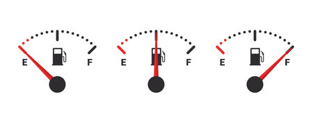 fuel gauge icons. Gasoline indicator. fuel indicator concept. vector illustration