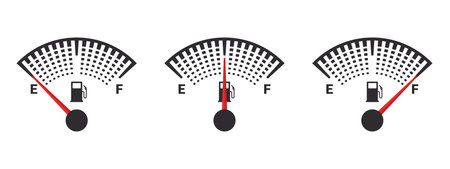 fuel gauge icons. Gasoline indicator. gas tank gauge. fuel indicator concept. Vector images