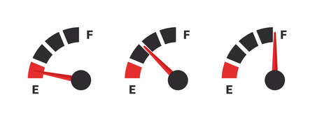 fuel gauge scale icons. Gasoline indicator. fuel indicator concept. vector illustrationのイラスト素材