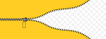 Ziplocker. Closed and open zipper. Closing clasp. vector illustrationのイラスト素材