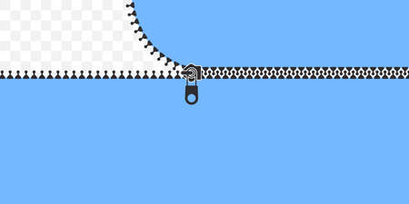 Ziplocker. Closed and open zipper. Light blue background with clasp. vector illustrationのイラスト素材
