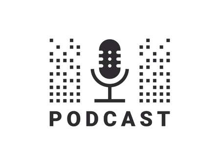 Podcast logo. The microphone icon. Podcast radio icon. Studio mic icons. vector illustrationのイラスト素材