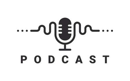 Podcast logo. Radio Logo design. Studio mic icons. vector illustrationのイラスト素材