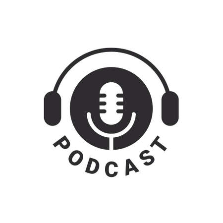 Podcast logo. audio recording concept. Podcast radio icon. Studio mic sign. vector illustrationのイラスト素材