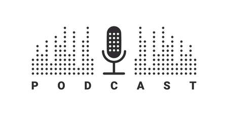 Podcast logo. audio recording icon. Podcast radio sign. microphone icon. vector illustrationのイラスト素材