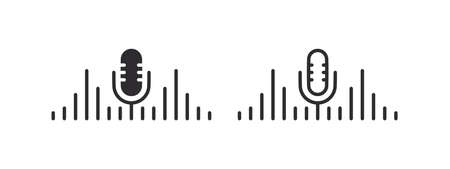 Podcast logo concept. Podcast or radio logo. Microphone sign. vector illustrationのイラスト素材