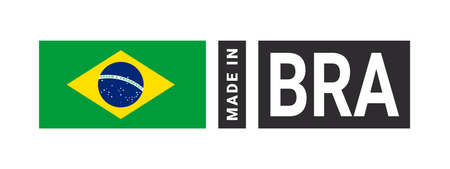 Made in Brazil label sign. product emblem. Flag of the country of manufacture. vector illustrationのイラスト素材