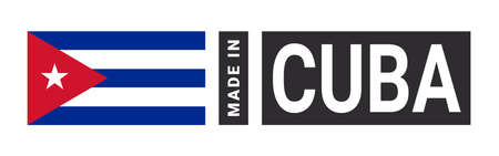 Made in Cuba label sign. product emblem. Flag of the country of manufacture. vector illustrationのイラスト素材
