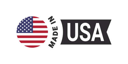 Made in USA label sign. product emblem. Flag of the country of manufacture. vector illustrationのイラスト素材