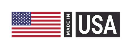 Made in USA label. product emblem. Flag of the country of manufacture. vector illustrationのイラスト素材