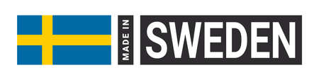 Made in Sweden label sign. product emblem. Flag of the country of manufacture. vector illustrationのイラスト素材