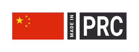 Made in PRC label sign. product emblem. Flag of the country of manufacture. vector illustrationのイラスト素材