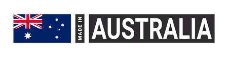 Made in Australia label sign. product emblem. Flag of the country of manufacture. vector illustrationのイラスト素材
