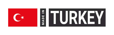 Made in Turkey label sign. product emblem. Flag of the country of manufacture. vector illustrationのイラスト素材