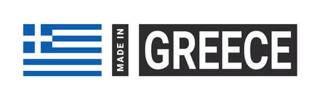 Made in Greece label sign. product emblem. Flag of the country of manufacture. vector illustrationのイラスト素材