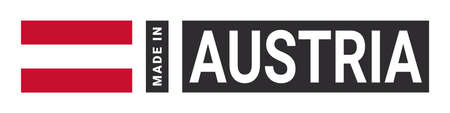 Made in Austria label sign. product emblem. Flag of the country of manufacture. vector illustrationのイラスト素材