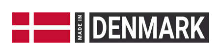 Made in Denmark label sign. product emblem. Flag of the country of manufacture. vector illustrationのイラスト素材