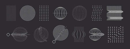 Retro futuristic design elements. Geometric abstract shapes. retrowave design elements. vector illustrationのイラスト素材