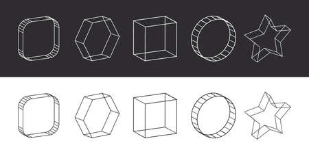 Various retro futuristic geometric shapes. retrowave design elements. vector illustrationのイラスト素材