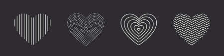 Retro futuristic geometric heart shapes. retrowave design elements. vector illustrationのイラスト素材