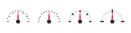 Speed indicator sign. Speedometer, tachometer, indicator icons. performance measurements. vector illustrationのイラスト素材