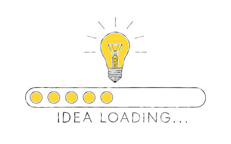 idea loading. Light bulb and loading window. sketch style. vector illustrationのイラスト素材