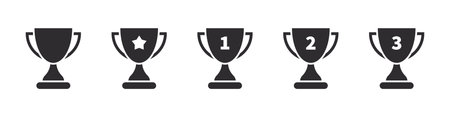 Trophy cup icons. Winnercups. Award and Prize. rating badges. vector illustrationのイラスト素材