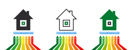 House energy efficiency scale. Energy efficiency and rating chart. vector illustrationのイラスト素材