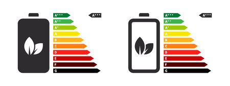 battery efficiency. energy performance. Energy Efficiency Rate. vector illustrationのイラスト素材