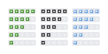 star rate. Customer satisfaction 5 star icon. Star collection. feedback concept. vector illustrationのイラスト素材