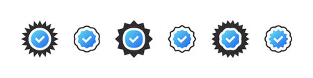 Verification icons set. profile verification. Conceptual icons confirmation. Icons confirming verification. vector illustrationのイラスト素材
