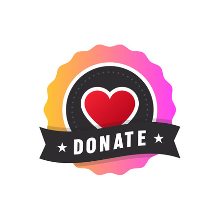 Donation Concept badge. Donation and Charity. Donate icons. vector illustrationのイラスト素材