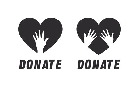 Charity hearts. concept of charity. Donation icons. Donate, give money and love. vector illustrationのイラスト素材