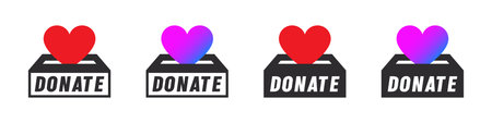 Charity concept. Donation box icons. donation icon. Donate, give money and love. vector illustrationのイラスト素材